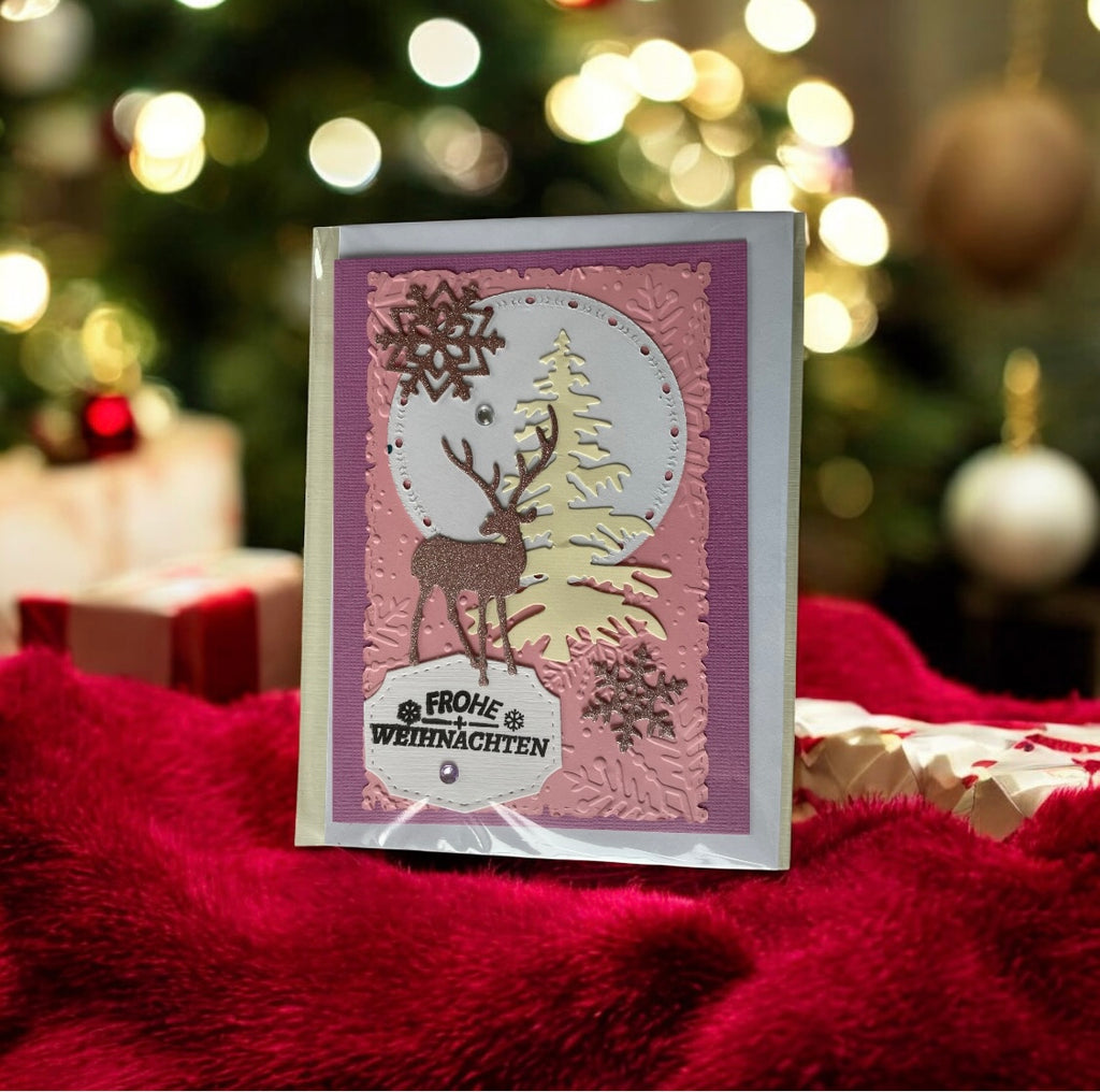 Grußkarte Hirsch mit Baum
