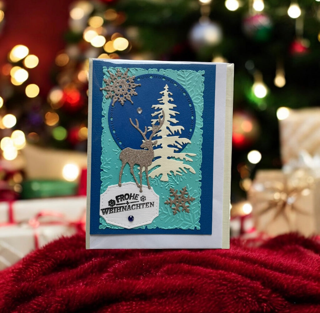 Grußkarte Hirsch mit Baum