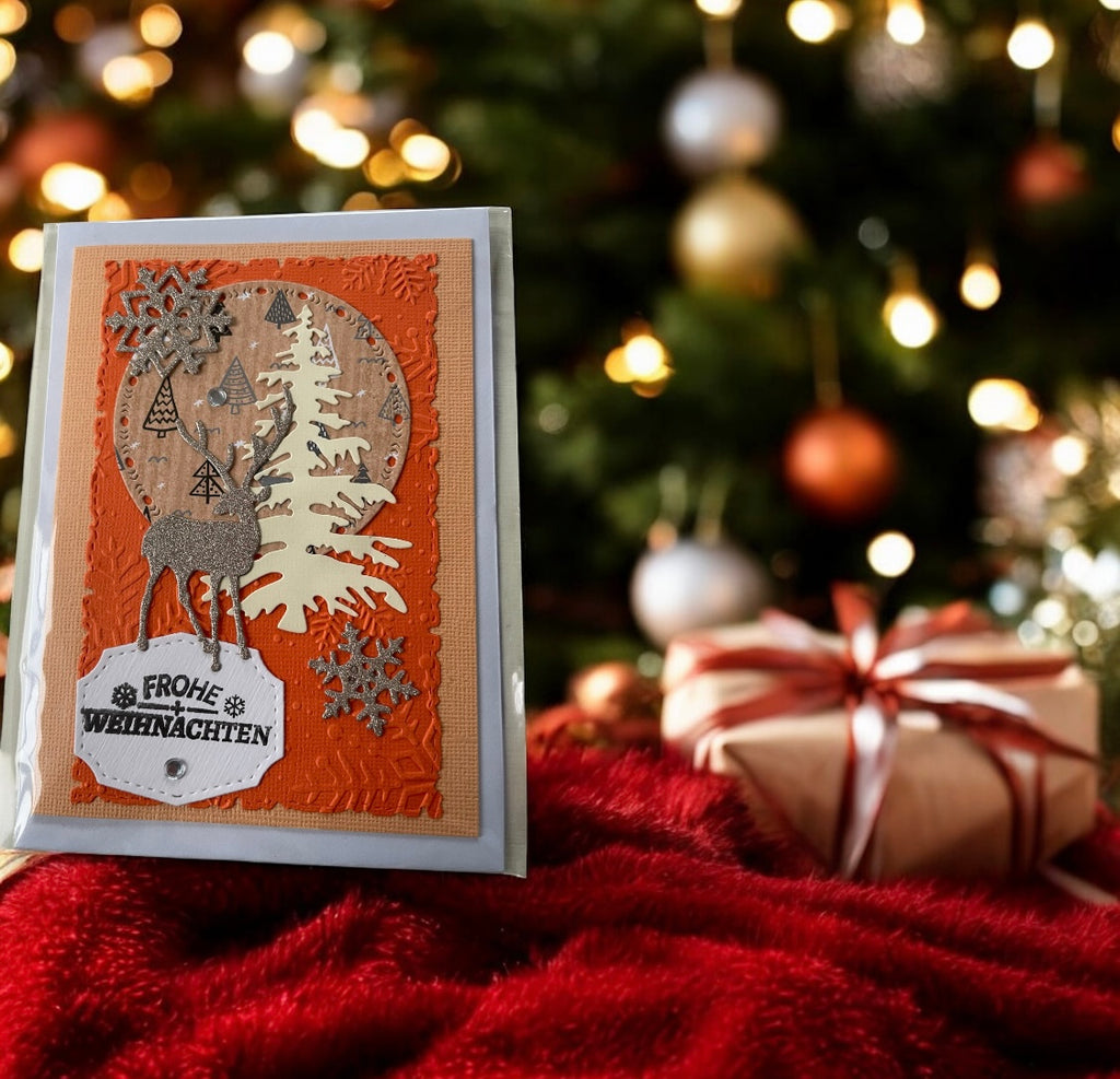 Grußkarte Hirsch mit Baum